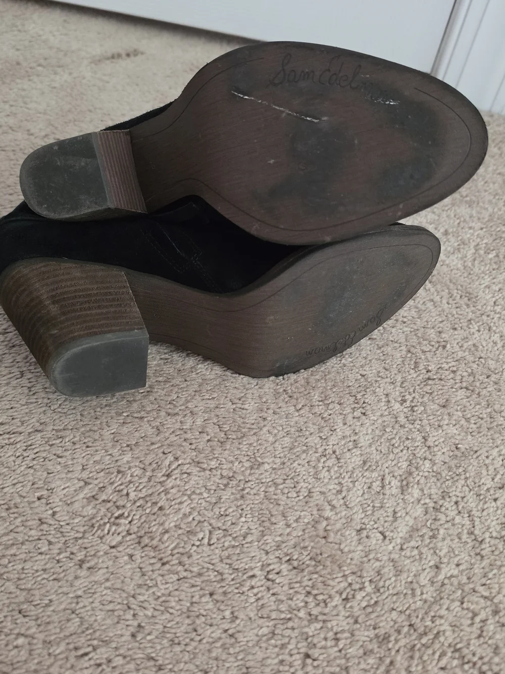 Black Suede Block Heel Booties